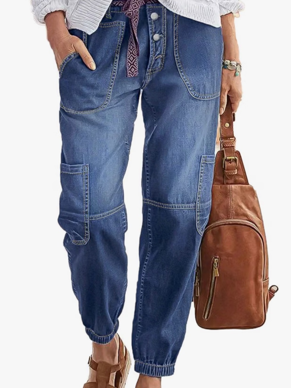 Flamingals Women's Straight Leg Button Fly Jeans in Mid Blue
